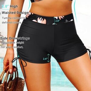 Black High-Waisted Swim Shorts